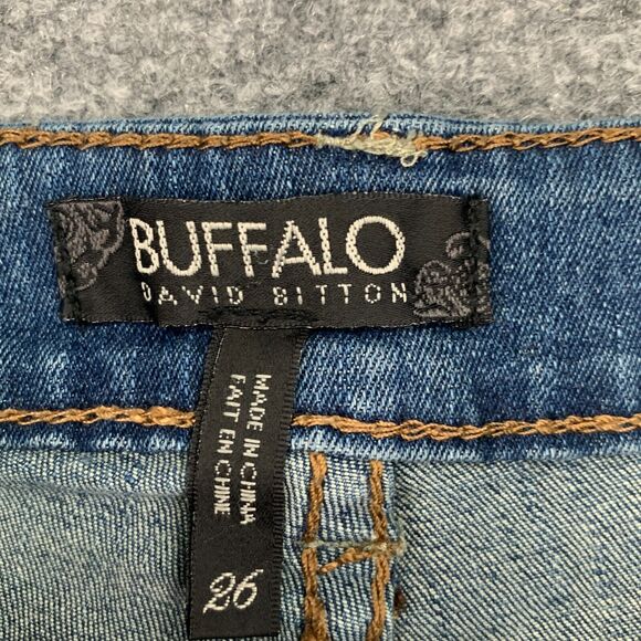 Buffalo David Bitton Pete Shorts Women 26 Denim Wide Leg Stretch Bermuda Zip Fly - Picture 3 of 10